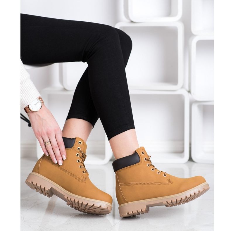 SHELOVET Meleg túracipő ökobőrrel barna 2