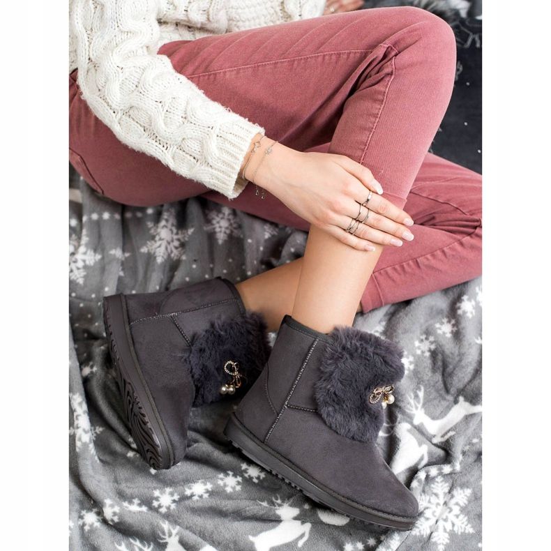 Queentina Meleg Mukluki Díszítéssel szürke 2
