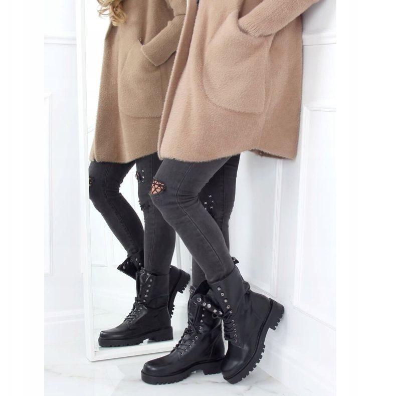 Fekete katonai fűzős csizma NC1092 Fekete 2