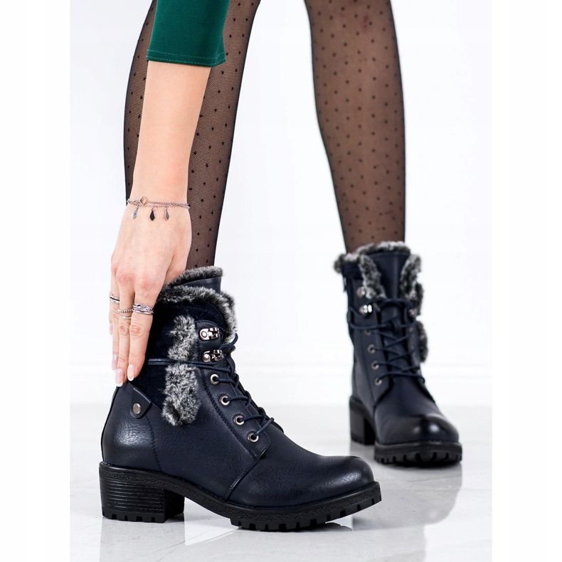 Super Mode Sötétkék csizma szőrmével 1