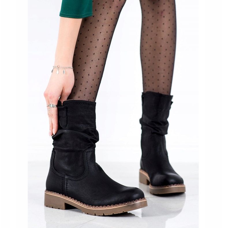 Super Mode Csizma fodros felsőrésszel fekete 2 Super Mode Csizma fodros felsőrésszel fekete 2