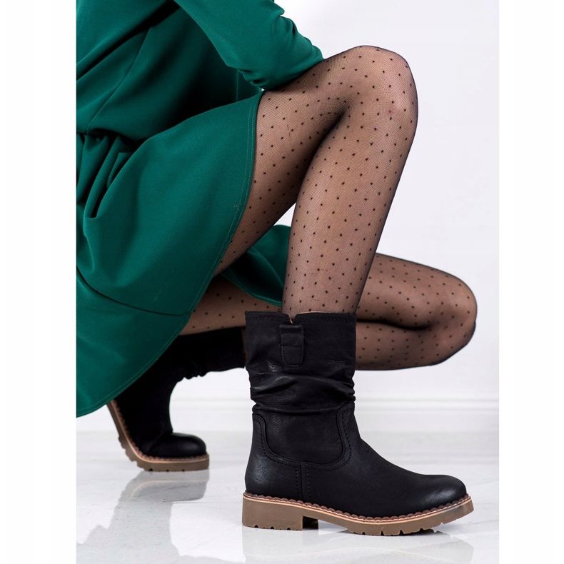 Super Mode Csizma fodros felsőrésszel fekete 1 Super Mode Csizma fodros felsőrésszel fekete 1