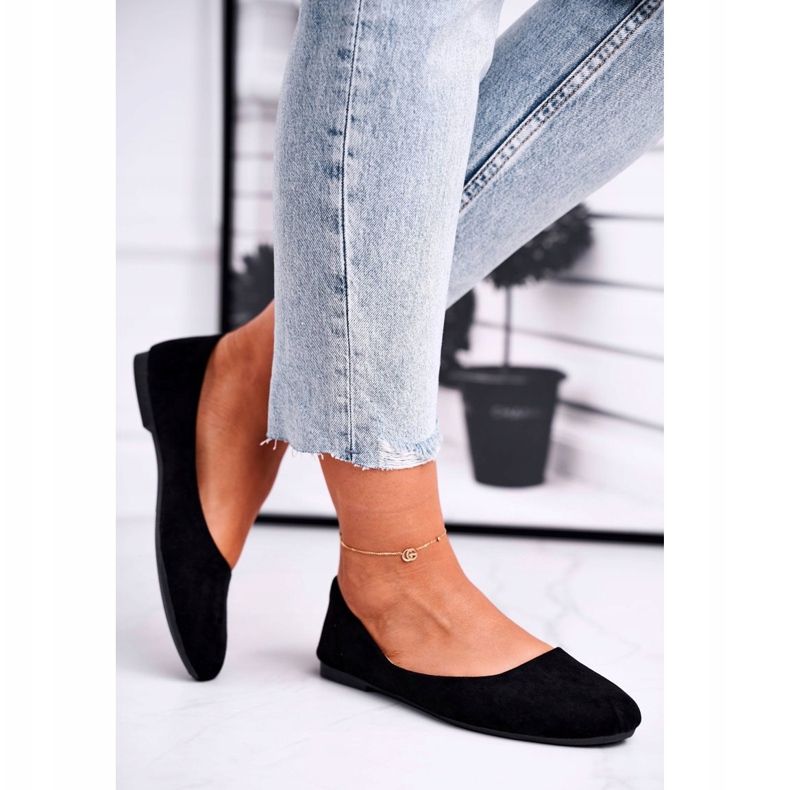 EVE Női velúr balerinák fekete Lasota 1031 2