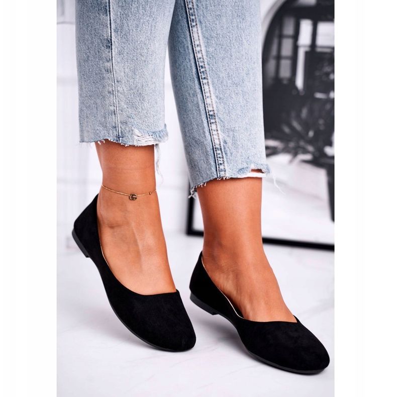 EVE Női velúr balerinák fekete Lasota 1031 3