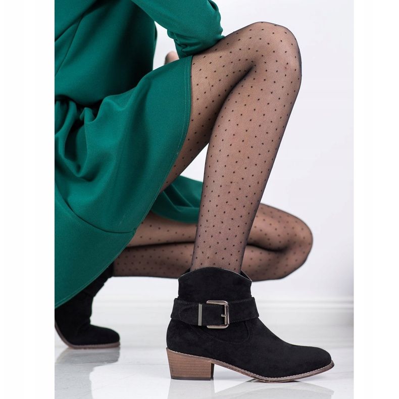 SHELOVET Stílusos csizma csattal fekete 1 SHELOVET Stílusos csizma csattal fekete 1