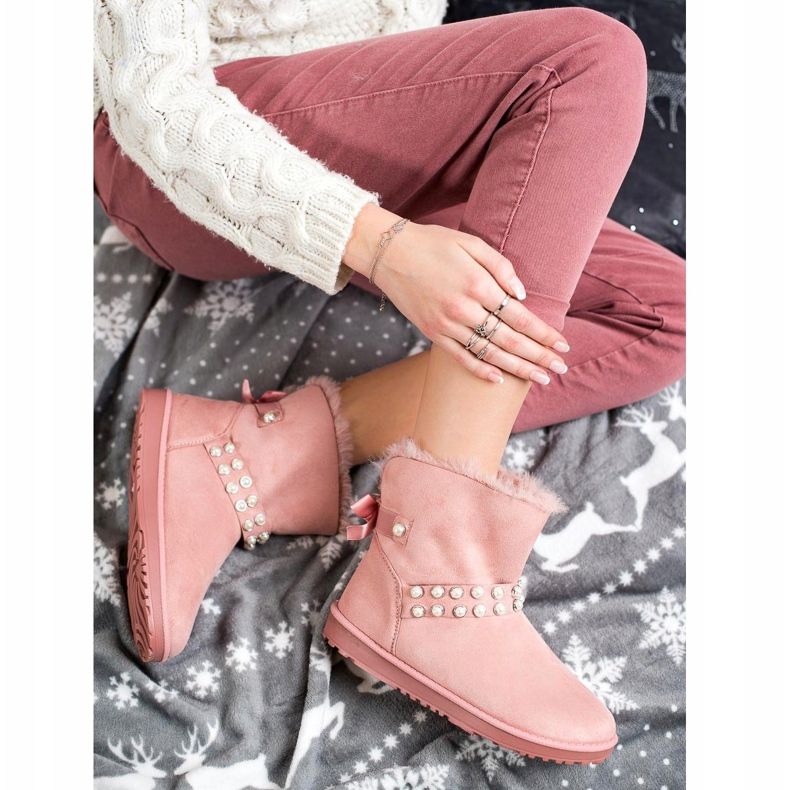 Queentina Rózsaszín Mukluki Gyöngyökkel 1