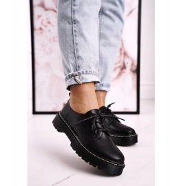 Női klasszikus Oxfords cipő az S.Barski HX62 fekete platformon 1