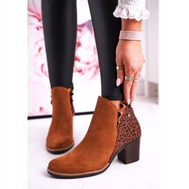 Női bőrcsizma magas sarkú Maciejka Red 04833 barna 2