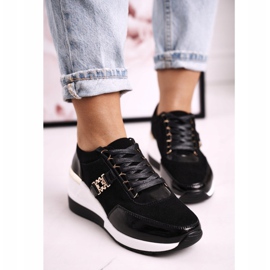 S.Barski Női bőr ék cipők Fekete arany Roxette aranysárga 1