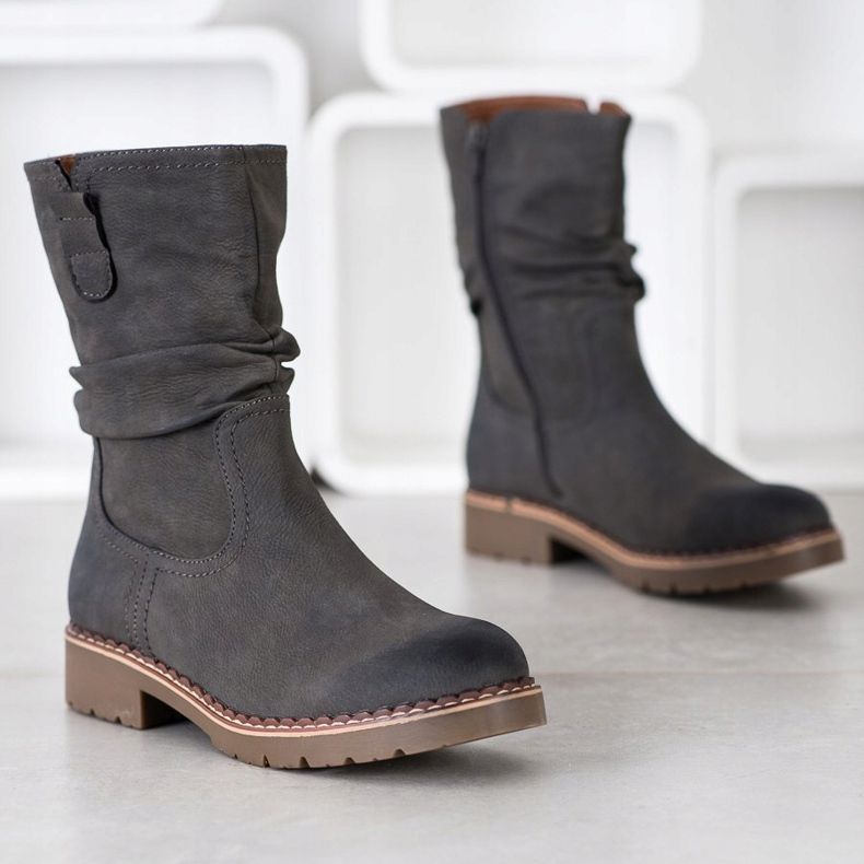 Super Mode Csizma fodros felsőrésszel szürke 1