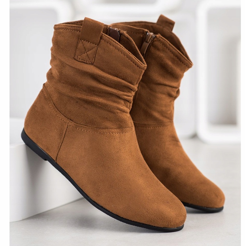 SHELOVET Alkalmi velúr csizma barna 2