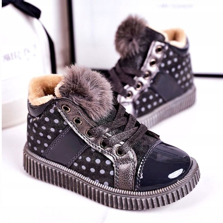 Linshi Gyermek meleg csizma cipők pöttyös szürke Anastasia ezüst 2