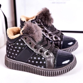 Linshi Gyermek meleg csizma cipők pöttyös szürke Anastasia ezüst 1