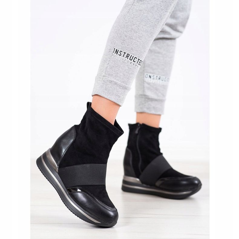 SHELOVET Divatos ék csizma fekete 2 SHELOVET Divatos ék csizma fekete 2