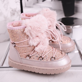 FRROCK Gyermek hócsizma szőrmés rózsaszín Minnie egérrel ezüst 1