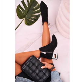 Nicole Női csizma ezüst sarkú velúrnadrág Fekete Norah 2