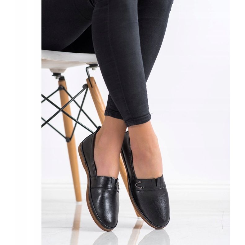 VINCEZA bőr papucsok fekete 2