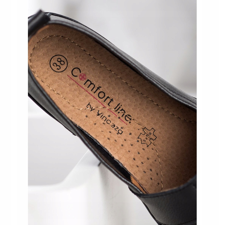 VINCEZA bőr papucsok fekete 1