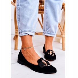 Nicole Női velúr cipők Fekete Mary-Jane balerinák 2