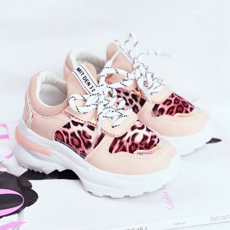 FRROCK Gyermek sportcipő leopárd mintával Pink Penny bézs rózsaszín 1