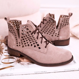 Nicole Női áttört velúr Cappuccino Susannah csizma barna 2