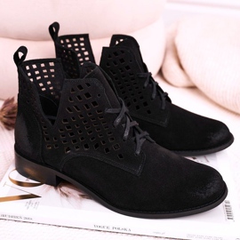 Nicole Női Áttört Velúr Fekete Susannah csizma 1