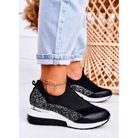 Nicole Női bőr ék cipők fekete ezüst Frances 1