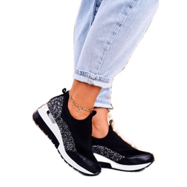 Nicole Női bőr ék cipők fekete ezüst Frances 2