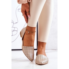 Elegáns bőr balerinák Laura Messi 1110 Arany benzin sokszínű 2