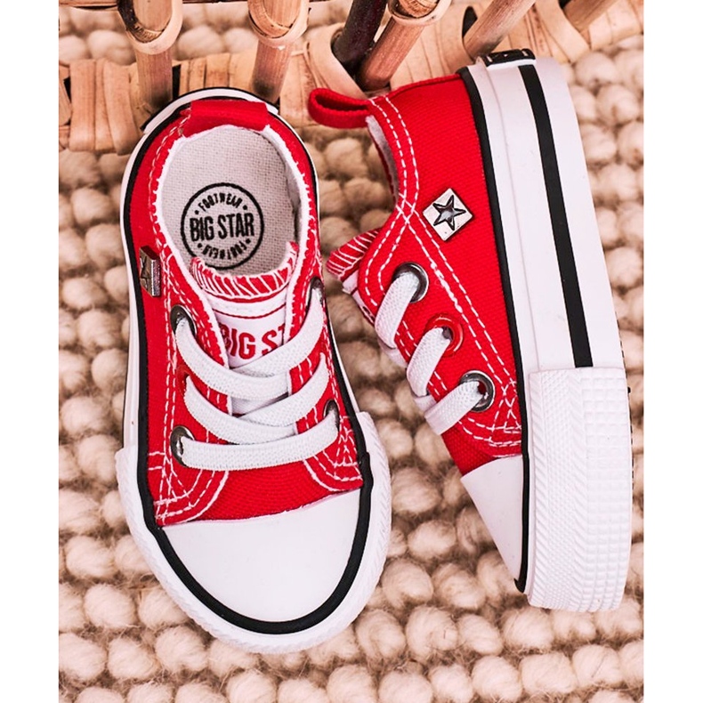 Gyermek klasszikus alacsony cipők Big Star HH374196 Red piros 1