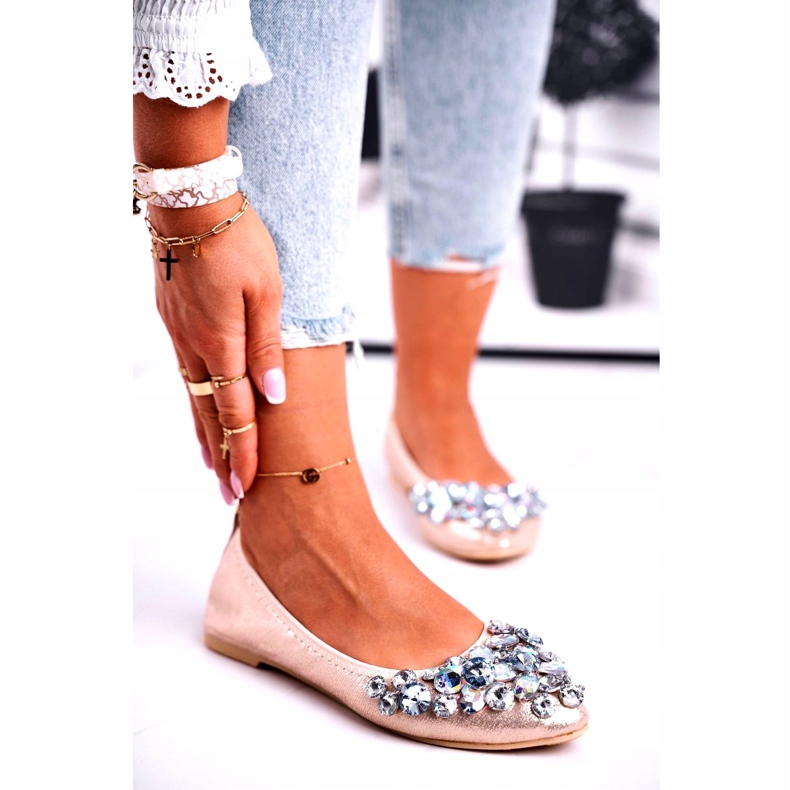 SEA Női balerinák arany kristálykövekkel aranysárga 1