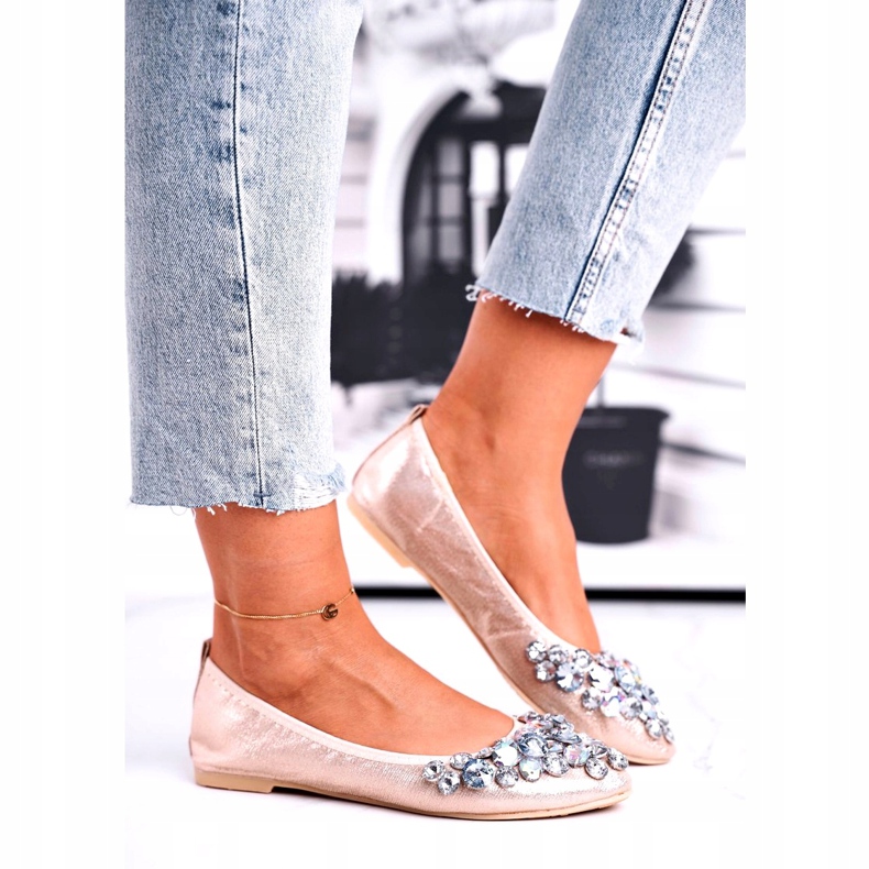 SEA Női balerinák arany kristálykövekkel aranysárga 4