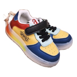 Apawwa Gyermek sportcipő LED -es talpú többszínű robogóval kék sárga 1