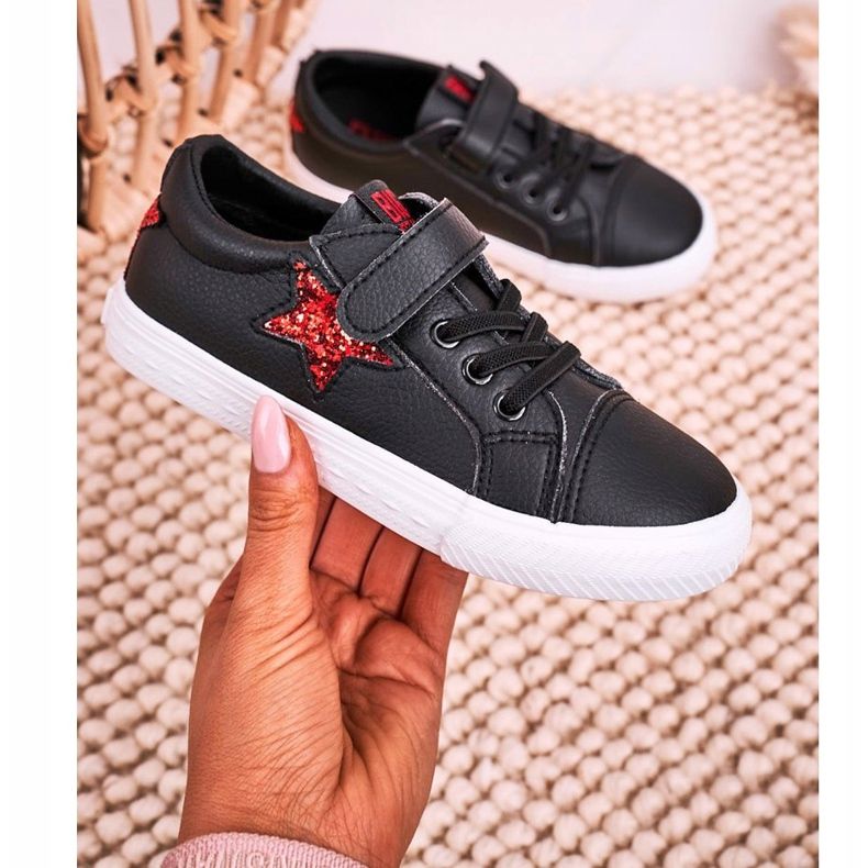 Gyermekbőr cipők Csillaggal Big Star DD374105 Fekete 1