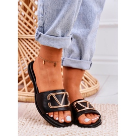 Nicole Női klasszikus bőrpapucs fekete Evie 2