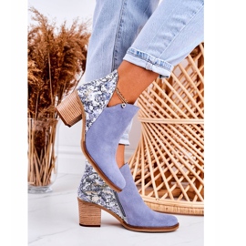 Női bőrcsizma magas sarkú Maciejka világoskék 04492 2 Női bőrcsizma magas sarkú Maciejka világoskék 04492 2