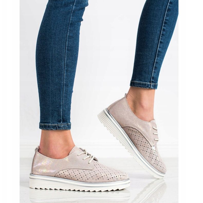 Kylie Leather Brogues a platformon bézs 2