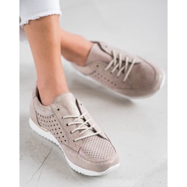 Kylie Áttört bőrcipő bézs aranysárga 1