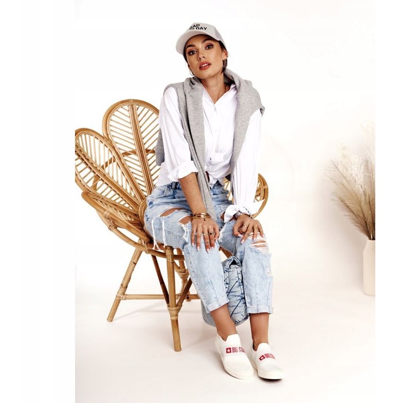 Női cipők Slip-on Big Star FF274219 Fehér 2