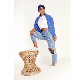 Női bőr cipők Big Star BB274211 Fehér és sötétkék 2