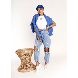 Női bőr cipők Big Star BB274211 Fehér és sötétkék 1