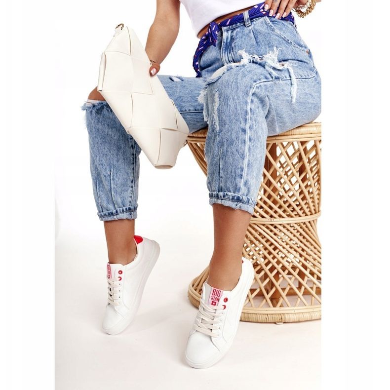 Női bőr cipők Big Star BB274210 Fehér és piros 1