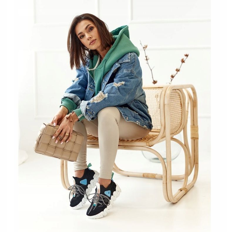 PS1 Női sportzokni Fekete divat úttörő kék 2