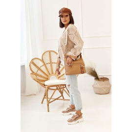 Női tornacipő egy masszív talpú khaki ábrándozón bézs barna aranysárga 1