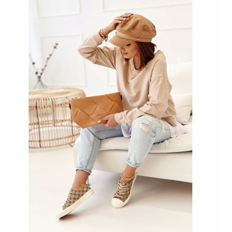 Női klasszikus fakitermelésű Khaki Challenge cipők bézs barna 1