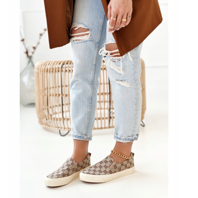 Női Logged Cipők Slip-On Khaki Challenge bézs barna 1