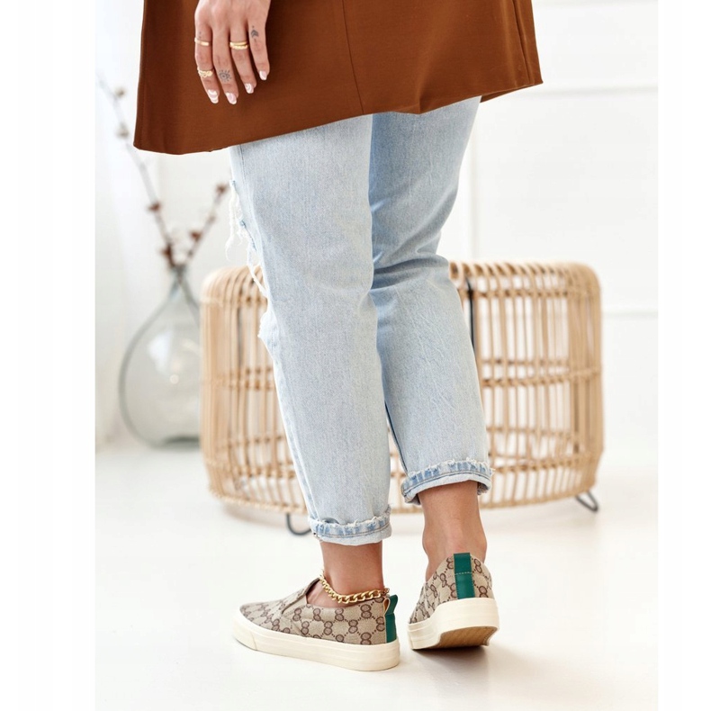 Női Logged Cipők Slip-On Khaki Challenge bézs barna 2