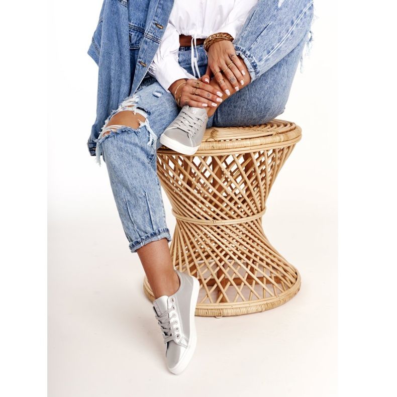 Női bőr cipők Big Star HH274143 ezüst 1