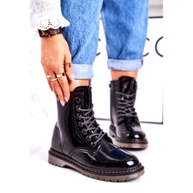 Női meleg csizma lakkozott csizma Black Thunder fekete 1