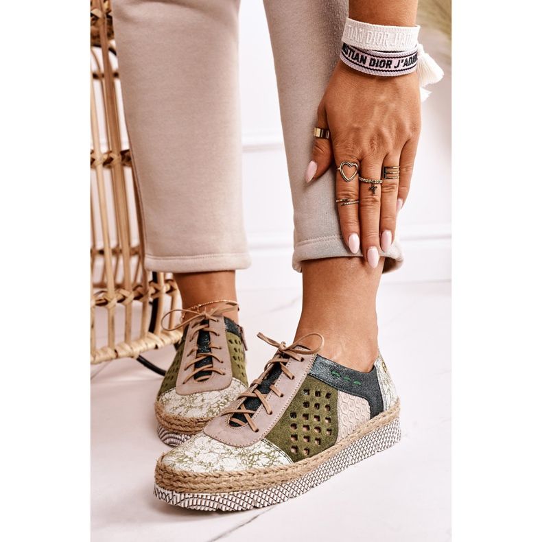 Női Brogues Maciejka bőr zöld 03339-09 1